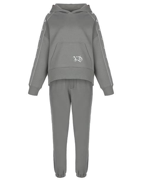 Grey Jersey Set With White Embroidery, 1 Grey Jersey Set With White Embroidery, 1
