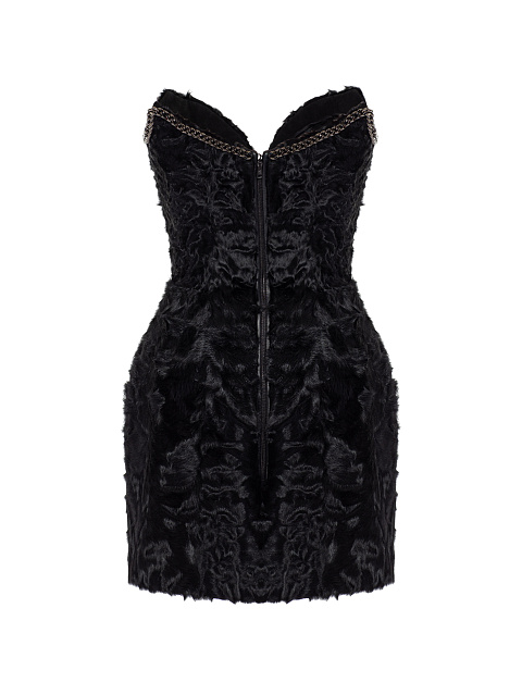 Black Chain Shearling Mini Dress, 3 Black Chain Shearling Mini Dress, 3