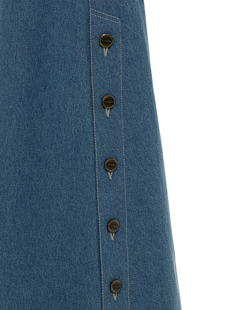 Blue Denim Flared Maxi Skirt, 4