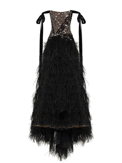 Black Feather & Rhinestone Maxi Dress, 1 Black Feather & Rhinestone Maxi Dress, 1