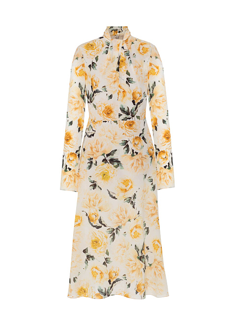 Milk Silk Midi Dress With Floral Print, 1