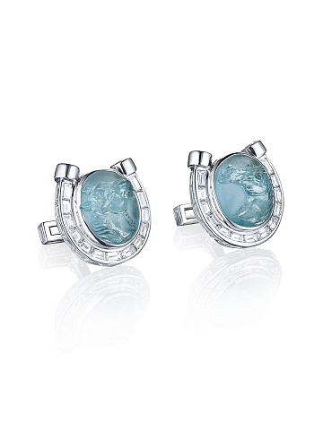 White Gold Aquamarine & Diamonds Cufflinks, 1