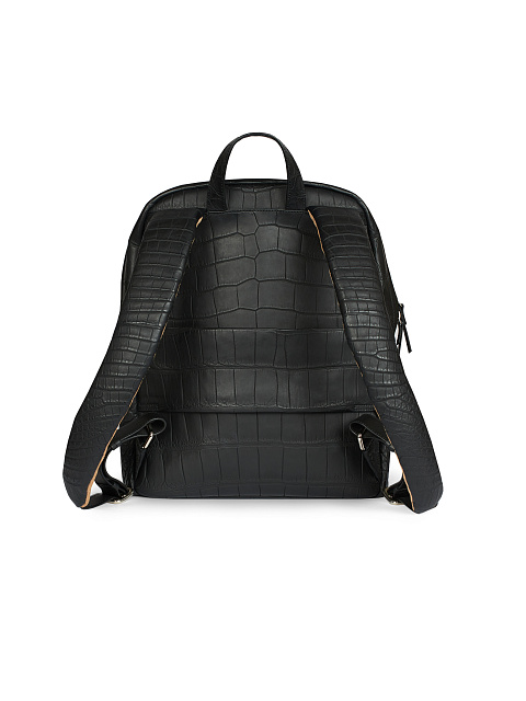 Black Crocodile Leather Backpack, 3