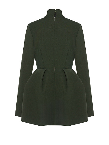 Green Draped Wool Mini Dress, 2