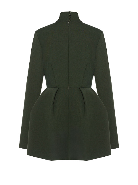 Green Draped Wool Mini Dress, 2 Green Draped Wool Mini Dress, 2