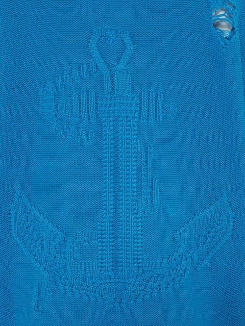 Blue & White Unisex Anchor Cotton Sweater, 3 Blue & White Unisex Anchor Cotton Sweater, 3