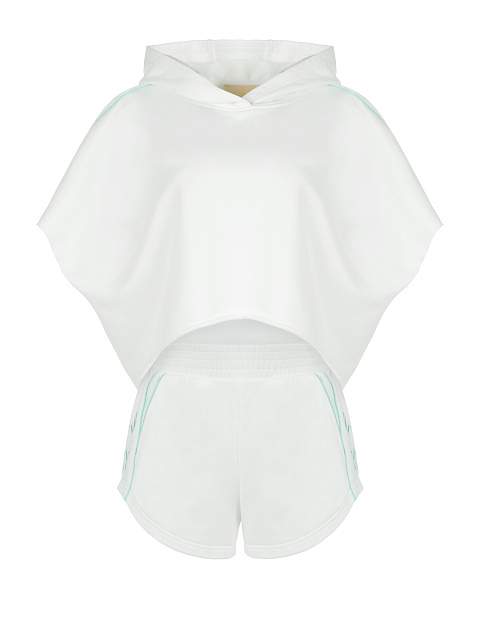 White & Mint Green Embroidery Jersey Set, 1