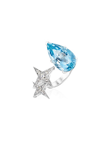 White gold ring with pear-cut aquamarine, 1