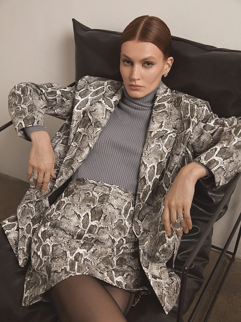 Grey Snakeskin Prined Faux Leather Mini Skirt, 4 Grey Snakeskin Prined Faux Leather Mini Skirt, 4