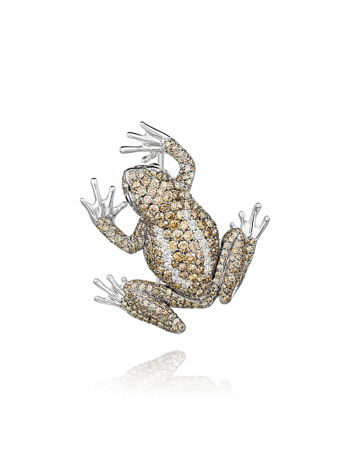 White Gold, Brown, Black & Clear Diamonds Frog brooch, 1