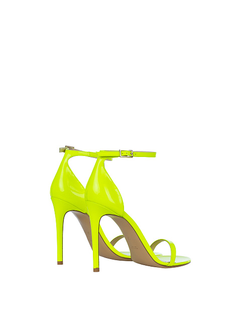 Neon Yellow Leather Sandals, 3