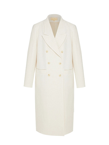 Milk-colored double-breasted coat with shaped lapels, 1