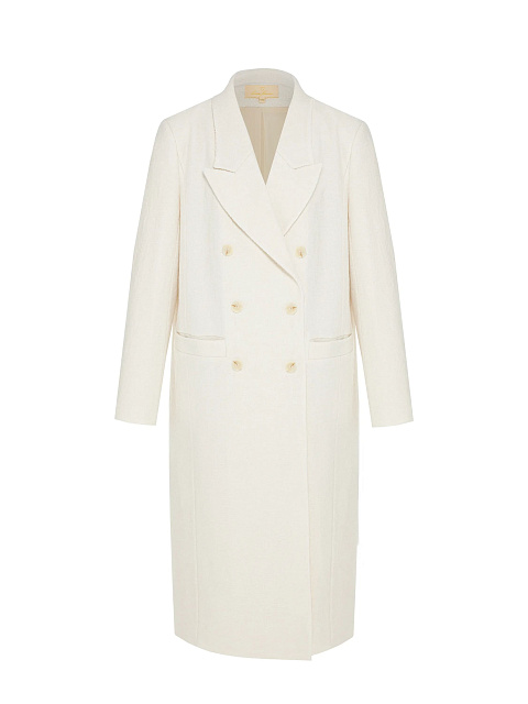 Milk-colored double-breasted coat with shaped lapels, 1 Milk-colored double-breasted coat with shaped lapels, 1