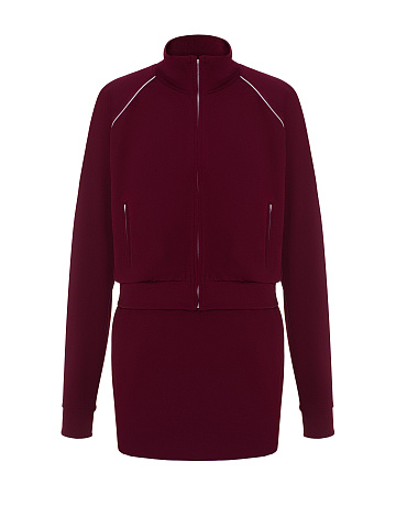 Bordeaux Tracksuit Of Sweatshirt And Mini Skirt, 1