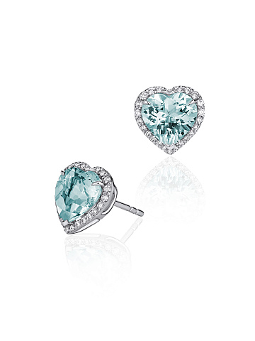 White Gold, Aquamarine & Diamonds Earrings, 1