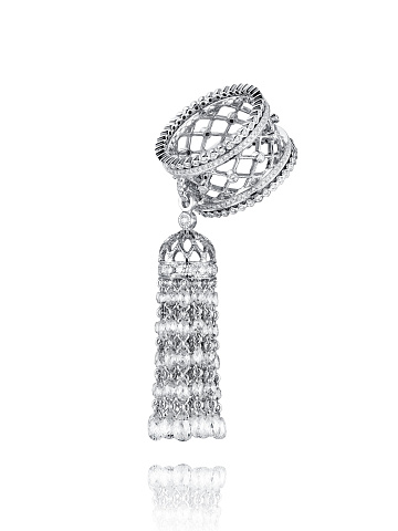White Gold & Diamond Tassel Ring , 1