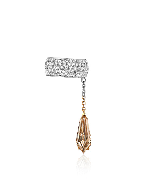 White gold ear cuff with brown diamond, 1