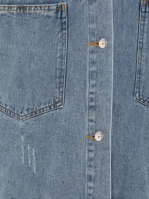 Blue Denim Jacket With Embroidery On The Back, 3