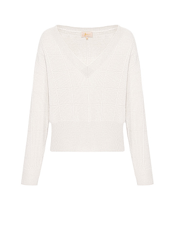 White Cashmere V-neck Sweater, 1