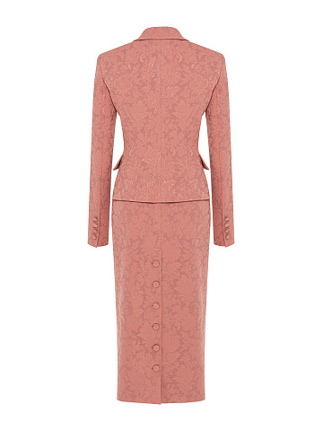 Pink Jacquard Midi Dress & Jacket Set, 2