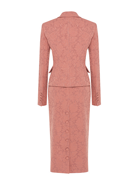 Pink Jacquard Midi Dress & Jacket Set, 2 Pink Jacquard Midi Dress & Jacket Set, 2