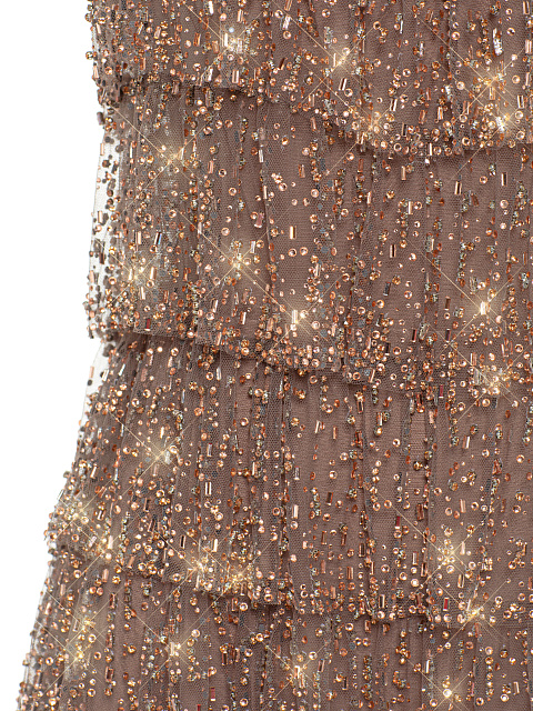 Beige Ruffles & Rhinestones Mini Dress, 3 Beige Ruffles & Rhinestones Mini Dress, 3