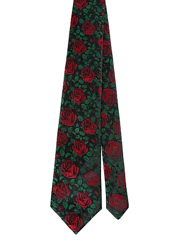 Black Rose Print Tie, 1