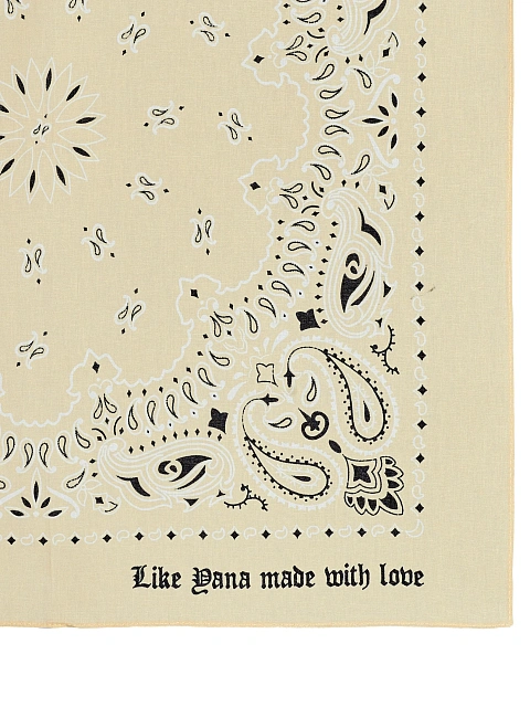 Beige Cotton Paisley Printed Bandana, 2 Beige Cotton Paisley Printed Bandana, 2