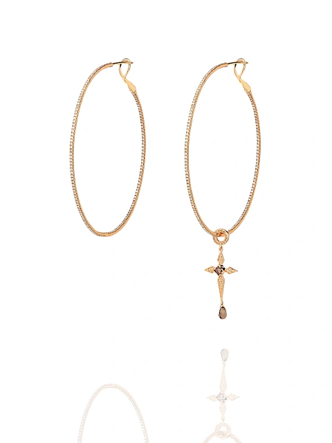 Rose Gold & Quartz Cross Hoop Pendant, 3