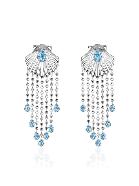 Long shell earrings with topazes, 1