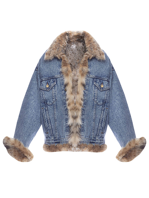 Blue Denim & Bobcat Fur Jacket, 1