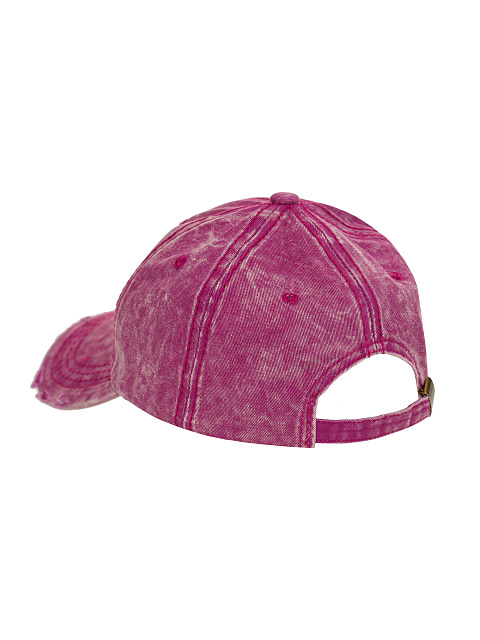 Pink Leather Trim YD Washed Denim Cap, 3 Pink Leather Trim YD Washed Denim Cap, 3