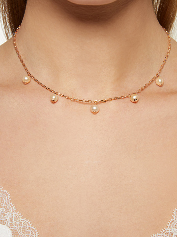 Necklace in gold-plated silver with pearls, 2