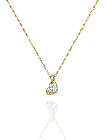 Necklace in yellow gold with a heart-shaped pendant, 1
