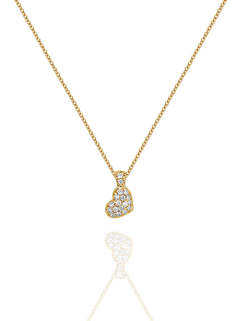Necklace in yellow gold with a heart-shaped pendant, 1