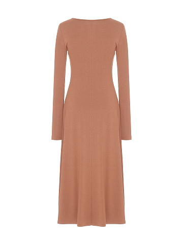 Beige Rayon Jersey Midi Dress, 2