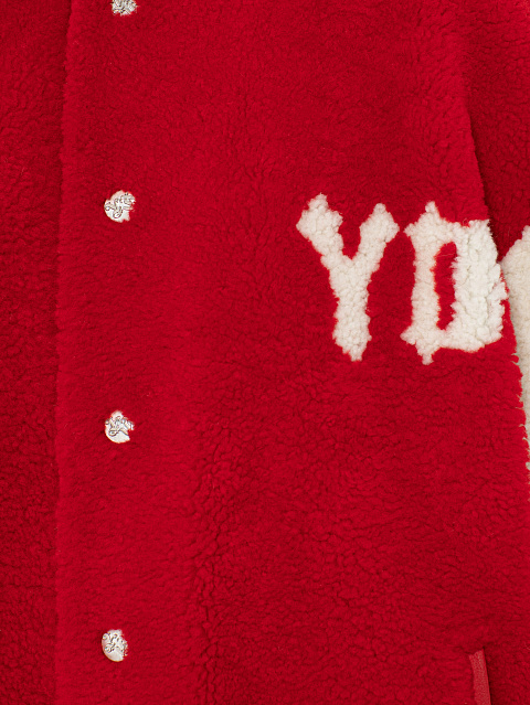 Red Oversized Shearling Bomber Jacket, 3 Red Oversized Shearling Bomber Jacket, 3