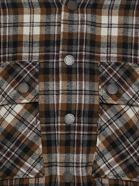 Dark Brown Plaid Cropped Bomber Jacket, 4 Dark Brown Plaid Cropped Bomber Jacket, 4