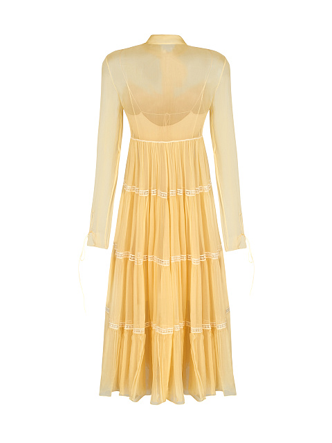 Yellow Chiffon Midi Dress, 2