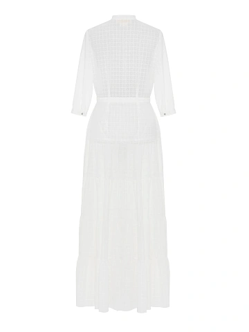 White maxi dress made of textured chiffon, 2