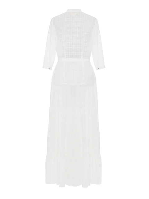White maxi dress made of textured chiffon, 2 White maxi dress made of textured chiffon, 2