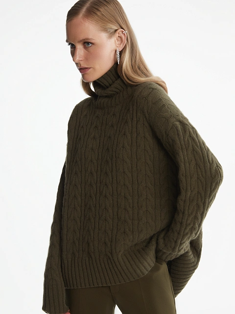 Green cashmere sweater with turtleneck, 5