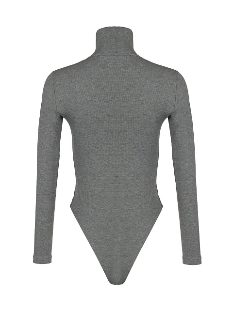 Grey Ribbed Cotton L/S Turtleneck Bodysuit, 2 Grey Ribbed Cotton L/S Turtleneck Bodysuit, 2