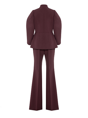 Wine-colored Two-piece Suit With Flared Trousers, 2