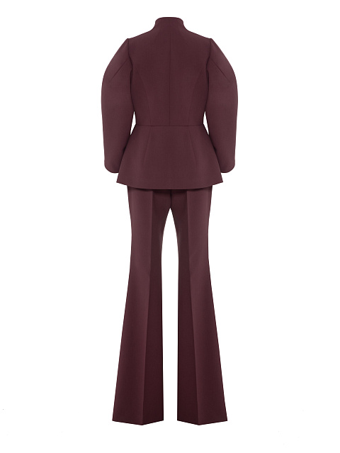 Wine-colored Two-piece Suit With Flared Trousers, 2
