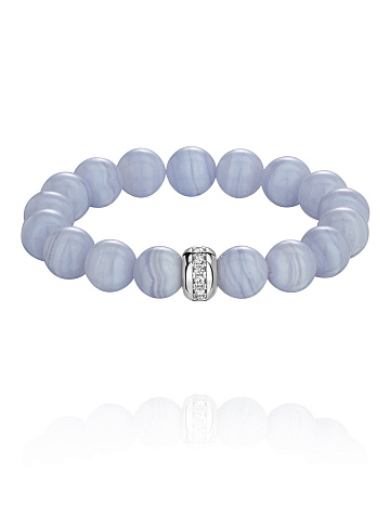 Agate, Silver & Cubic Zirconia Bracelet, 1