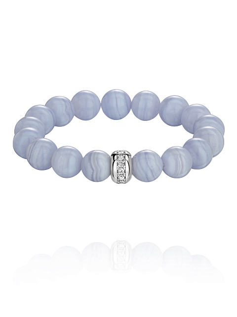 Agate, Silver & Cubic Zirconia Bracelet, 1