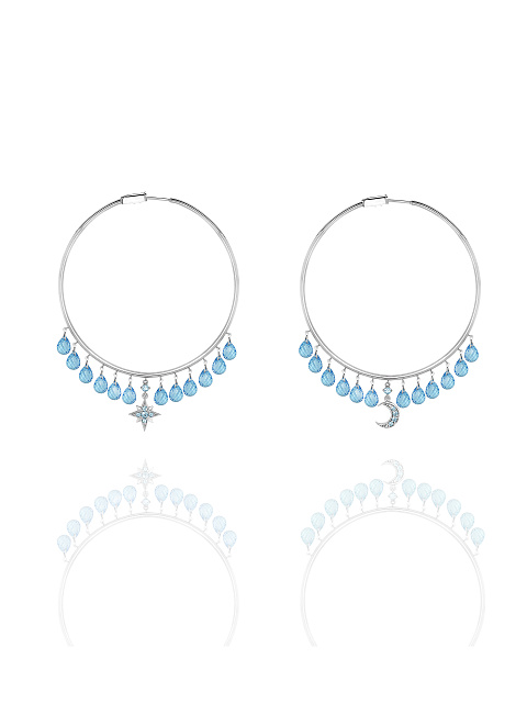White Gold & Topaz Hoop Earrings, 1