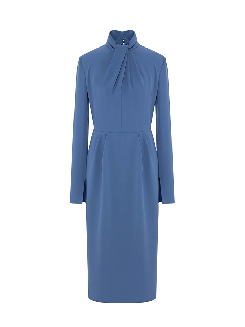 Blue Draped Midi Dress, 1