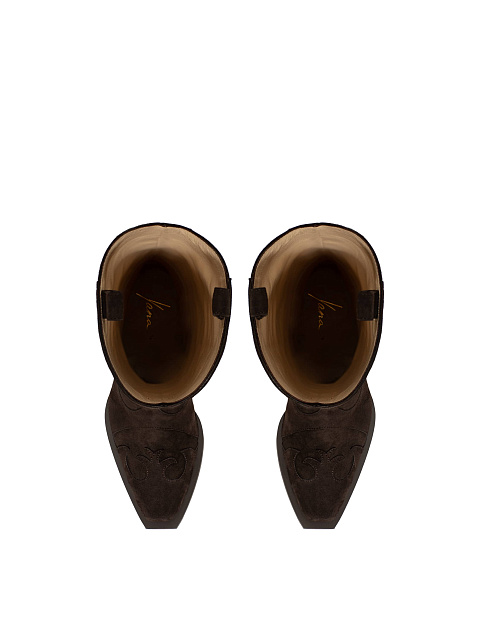 Brown suede cowboy boots with chain, 4